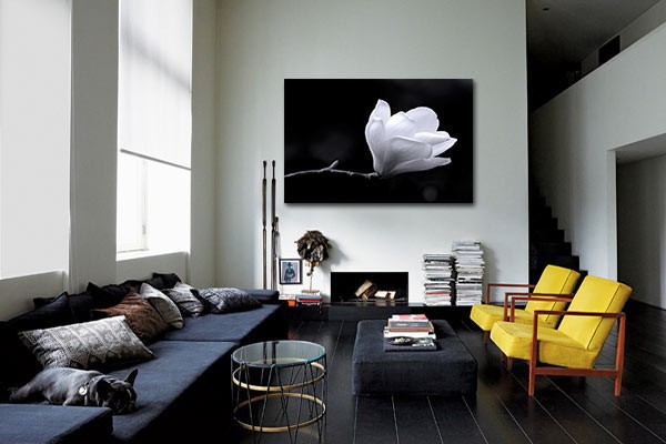Magnolia and black and white flower furniture canvas