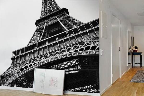 Wallpaper in black and white Eiffel Tower