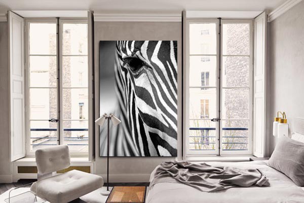 Zebra table in contemporary black and white