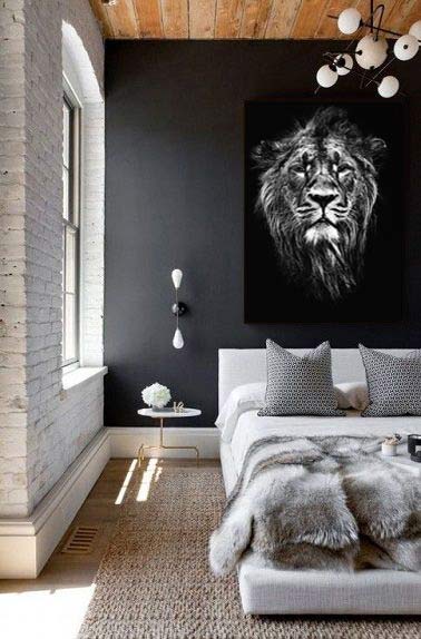 Black and white lion table Izoa