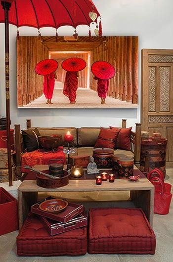 Decoration of red Asian walls
