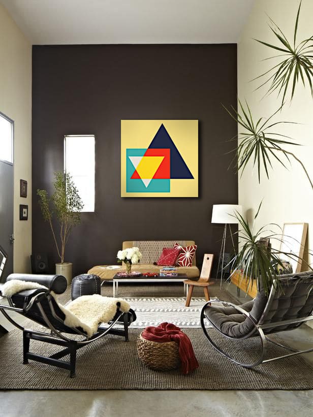 Decoration of the living room in geometric canvas