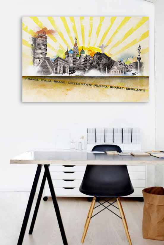 Yellow travel of contemporary painting