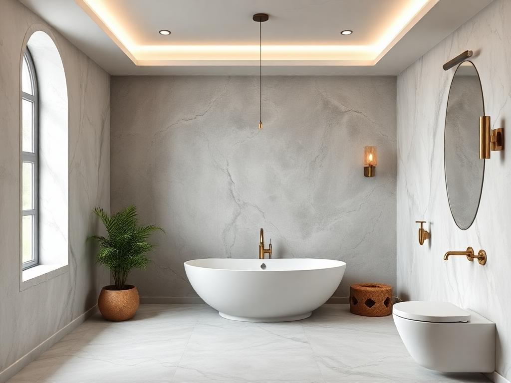 Tadelakt gray bathroom