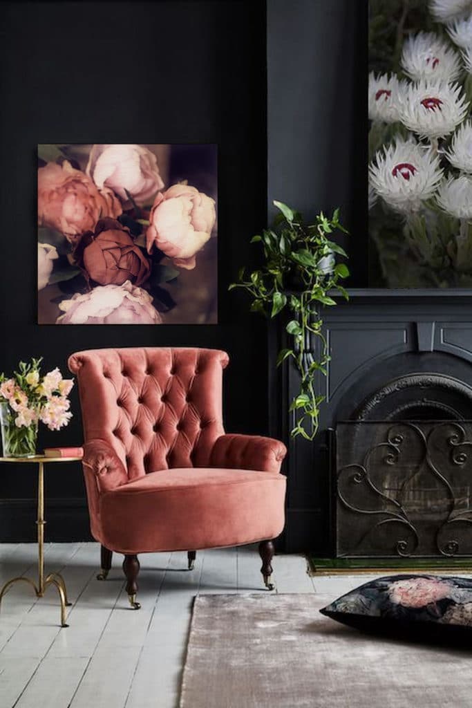 Dark living room decoration dark color